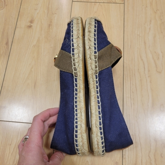 Tory Burch  espadrille casual ballet flats navy blue olive green size 6.5 - Picture 5 of 10